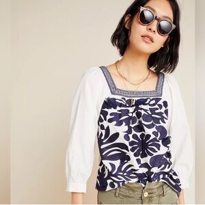 ANTHROPOLOGIE Maeve Liyah Embroidered Blouse